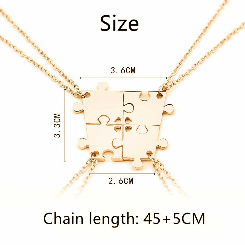 SIVITE 4 Pcs Puzzle Best Friends Forever Necklace Engraved Heart Charm Pendant Set BFF Friendship Necklace - Image 2
